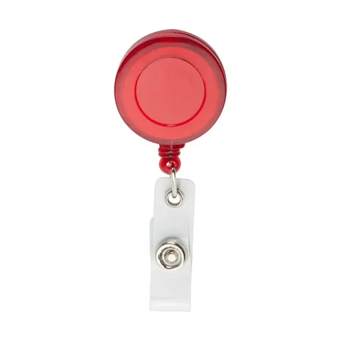 Cool Retractor Slope, suport retractabil pentru ecuson, cu clips, rotund, transparent-roșu