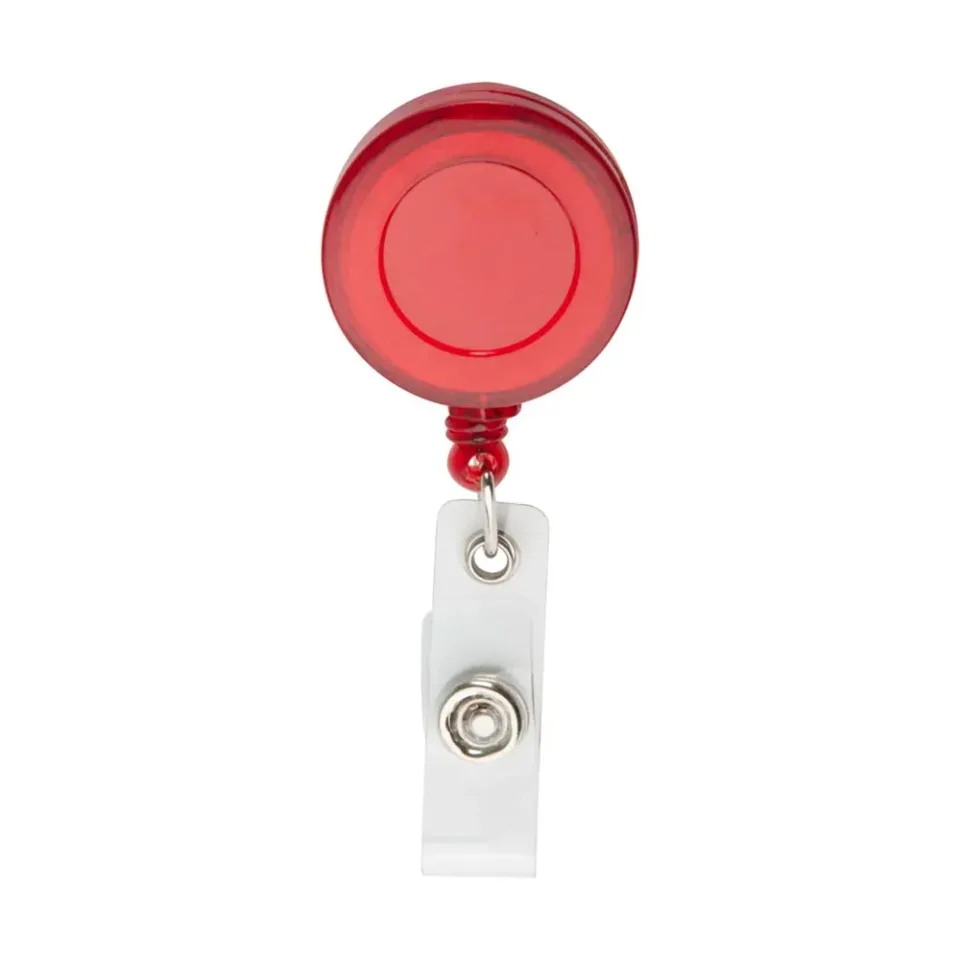 Cool Retractor Slope, suport retractabil pentru ecuson, cu clips, rotund, transparent-roșu