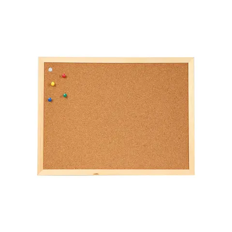 Placă de plută Office 1, cu ramă din lemn, 60 x 90 cm, cu 5 pioneze