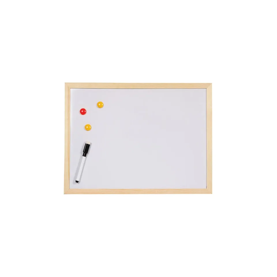 Office 1 Tablă albă, magnetică, cu ramă de lemn, 40 × 60 cm