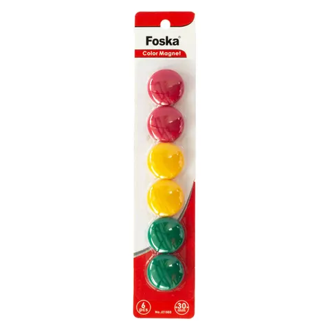 Foska Magneți, pentru tablă albă, colorați, 30 mm, 6 buc.