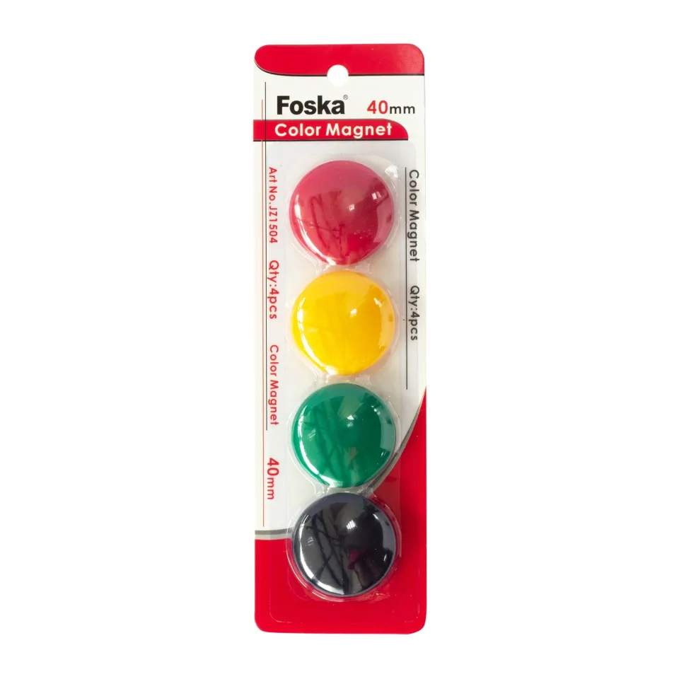 Foska Magneți, pentru tablă albă, colorați, 40 mm, 4 buc.