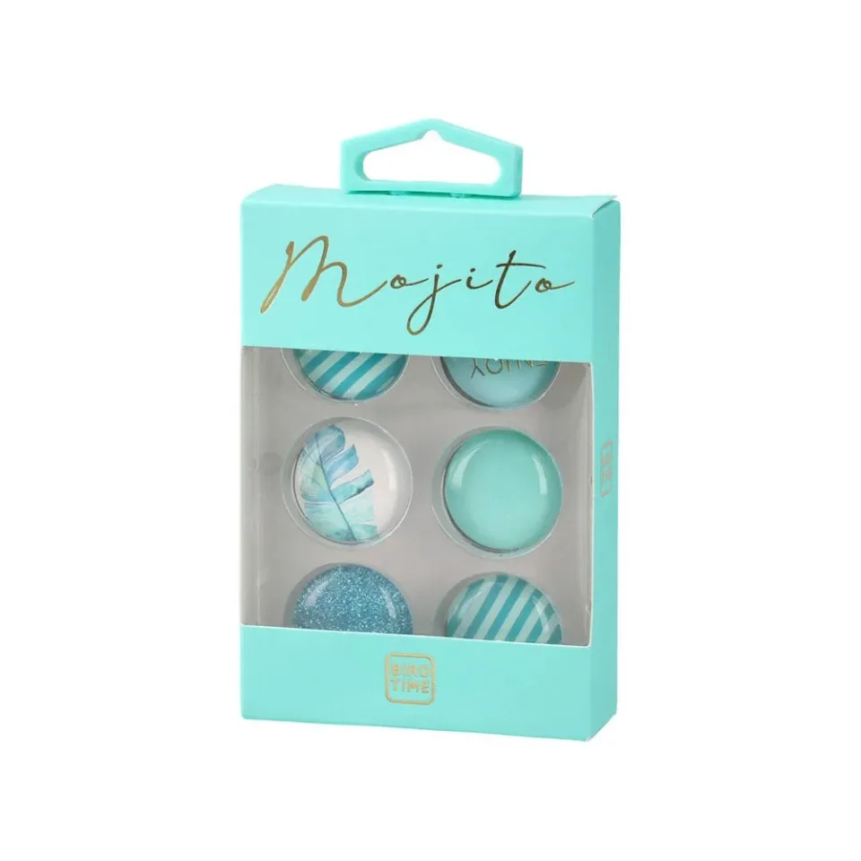 Magneti Biro Time Agate pentru tablă albă, menta, 6 buc.