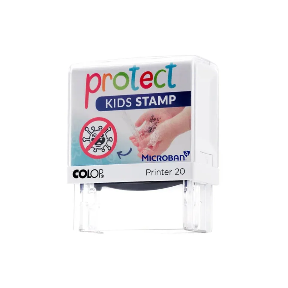Colop Ștampilă Microban Printer 20 Protect Kids, dreptunghiulară, neagră