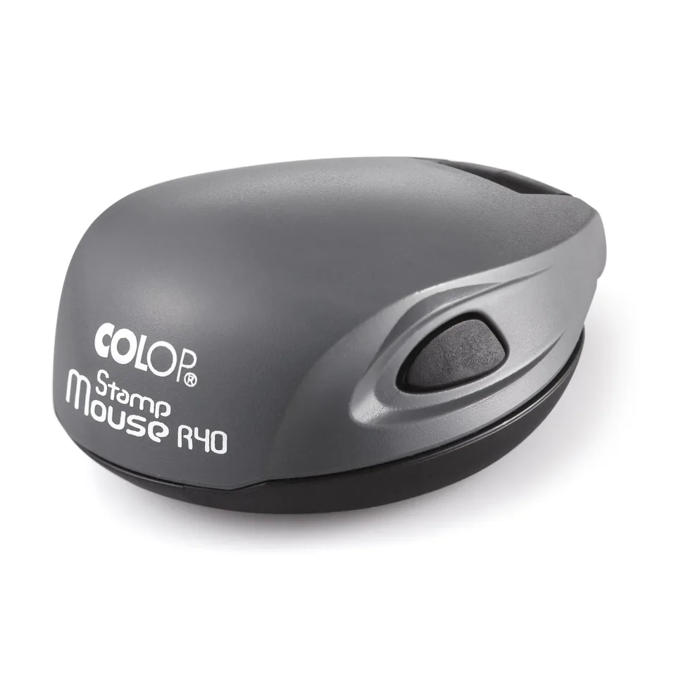 Colop Ștampilă Stamp Mouse R40, rotundă, 40 mm, de buzunar, gri