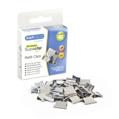 Clame Rapesco Supaclip, metal, pentru 40 foi, 50 buc