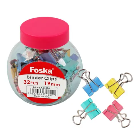 Foska Money Clips, 19 mm, Colorate, 32 bucăți în borcan