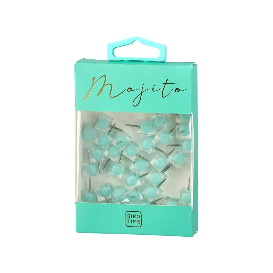 Biro Time Emerald pioneze pentru plăci de plută, culoare mint, 35 buc.