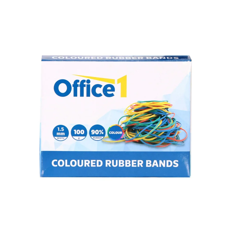 Office 1 Elastice, 90% cauciuc, asortate, 100 g, în cutie