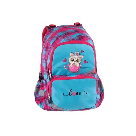 Rucsac Pulse Anatomic Kitty Love, albastru-roz