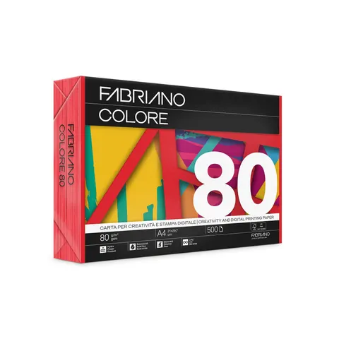 Hartie de copiator Fabriano Colore, A4, 80 g/m², roșu, 500 coli