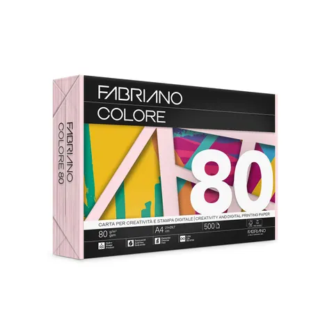 Hârtie de copiator Fabriano Colore, A4, 80 g/m², roz deschis, 500 coli