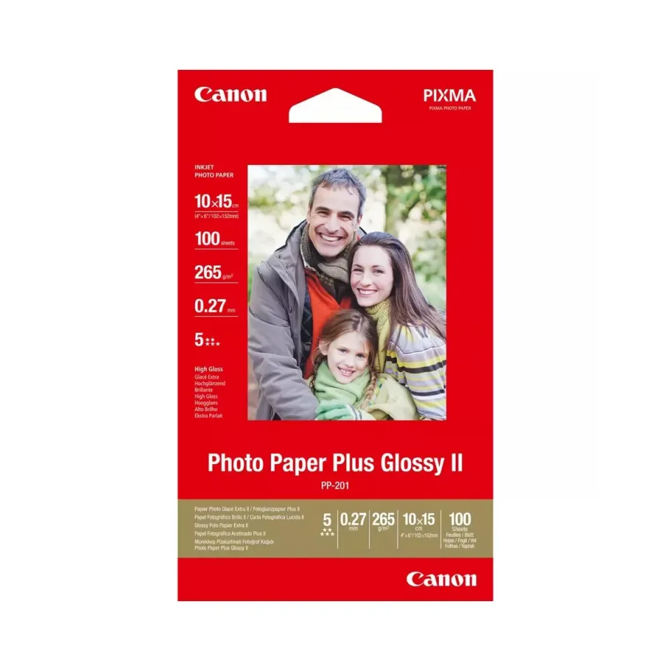 Canon Photo paper Plus Glossy PP-201, 265 g/m2, 10 x 15 cm, 100 coli