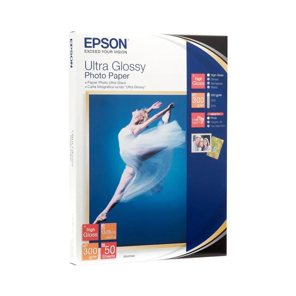 Hârtie Foto Epson Ultra Glossy S041944, 300 g/m2, 13 x 18 cm, 50 coli