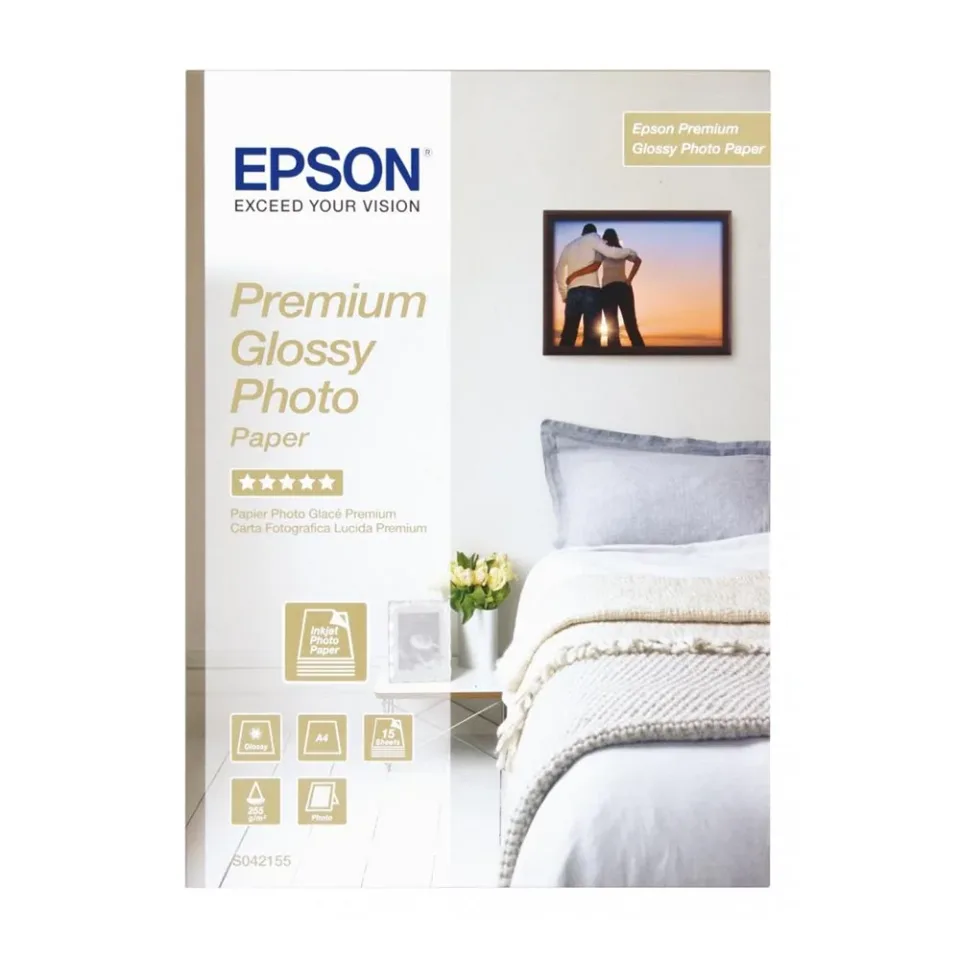 Epson Photo Paper Premium Glossy S042155, A4, 255 g/m2, 15 coli