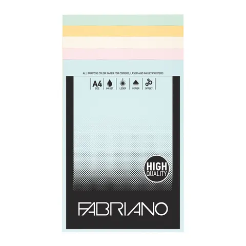 Hârtie de copiator Fabriano Copy Tinta, A4, 80 g/m2, culori pastel, 5 culori, 50 foi