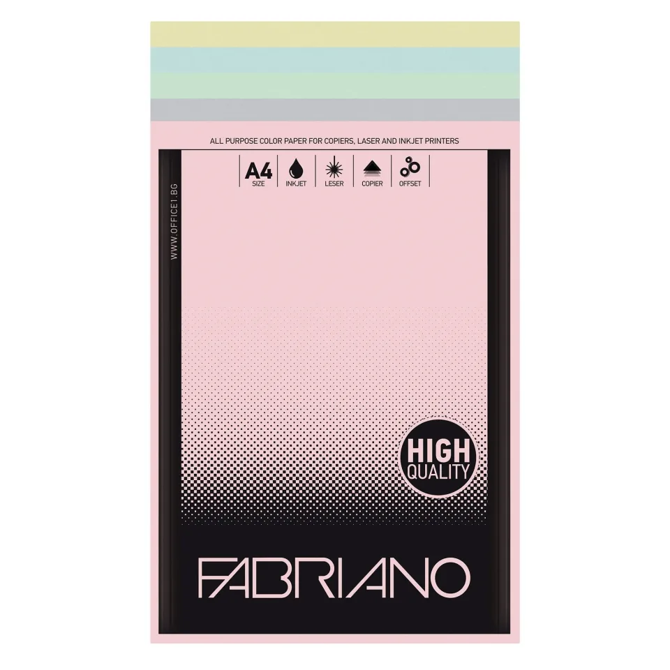Fabriano Carton Copy, A4, 160 g/m², culori pastel, 5 culori, 50 file