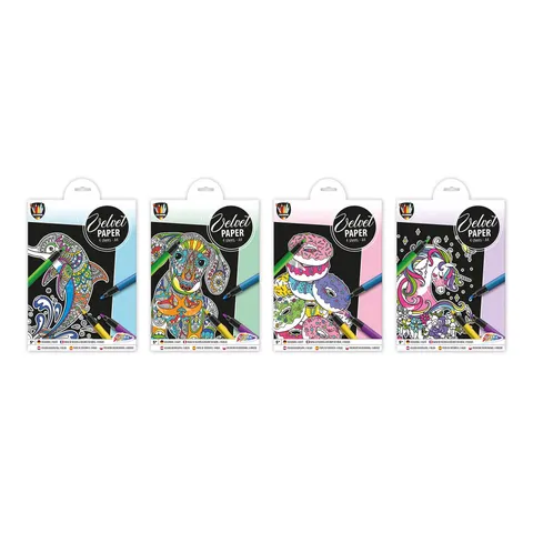 Set de colorat Moxy pe hârtie catifelată, asortat, 48 bucăți