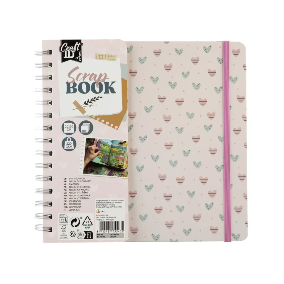 Craft ID Scrapbook, 20.5 ? 20.5 cm, 40 coli, roz