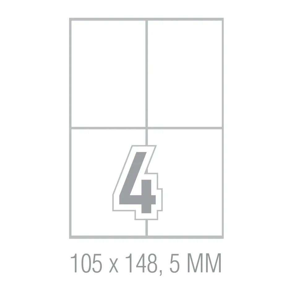 Etichete autoadezive Office 1, A4, 105 x 148,5 mm, colțuri drepte, 100 coli