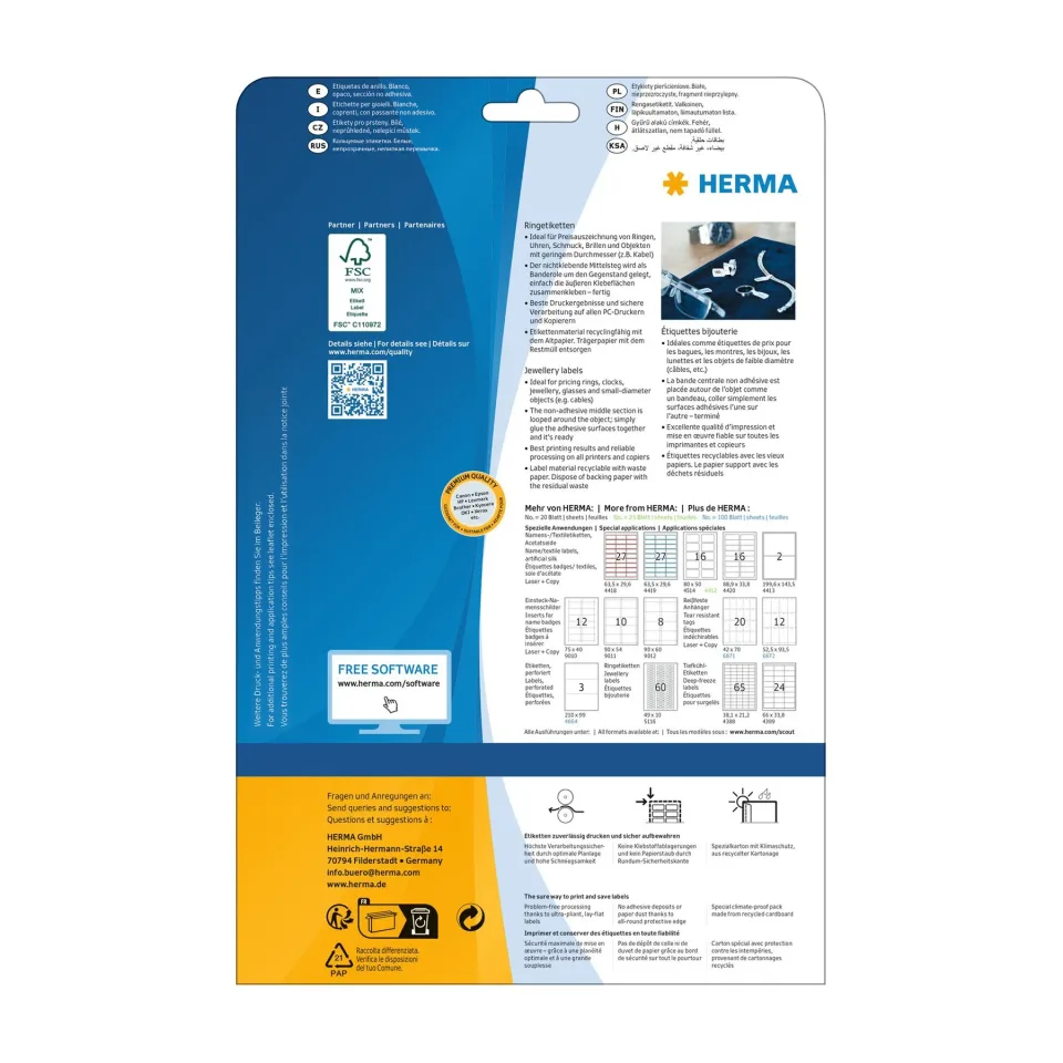 Etichete autocolante Herma, de scris manual, 49 x 10 mm, 60 buc, 25 coli