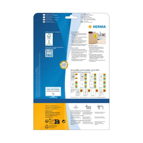 Etichete autocolante Herma, A4, 70 x 37 mm, roșu, 24 bucăți, 20 coli
