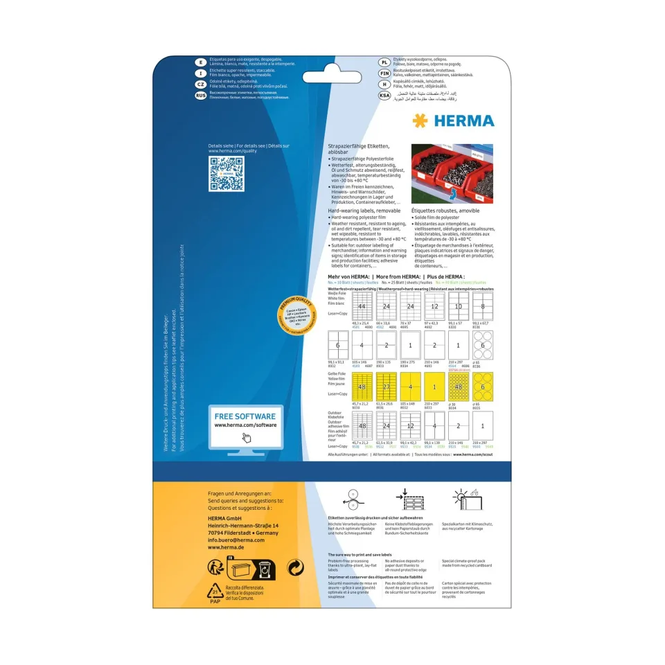 Herma Etichete autoadezive, A4, transparente, impermeabile, 66 x 33.8 mm, 24 buc., 20 file