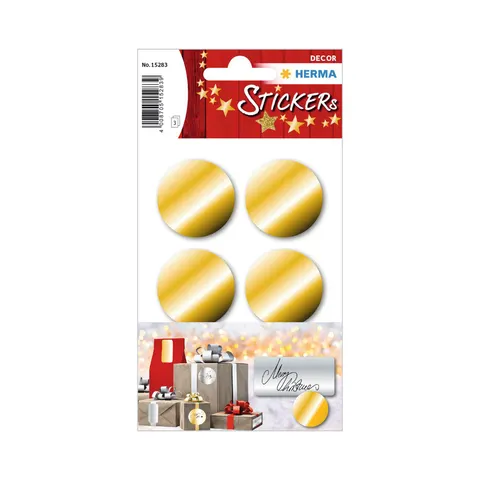 Etichete autocolante Herma, diametru 32 mm, aurii, 18 buc
