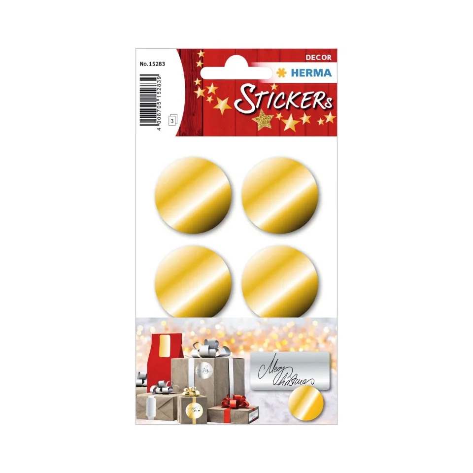 Etichete autocolante Herma, diametru 32 mm, aurii, 18 buc