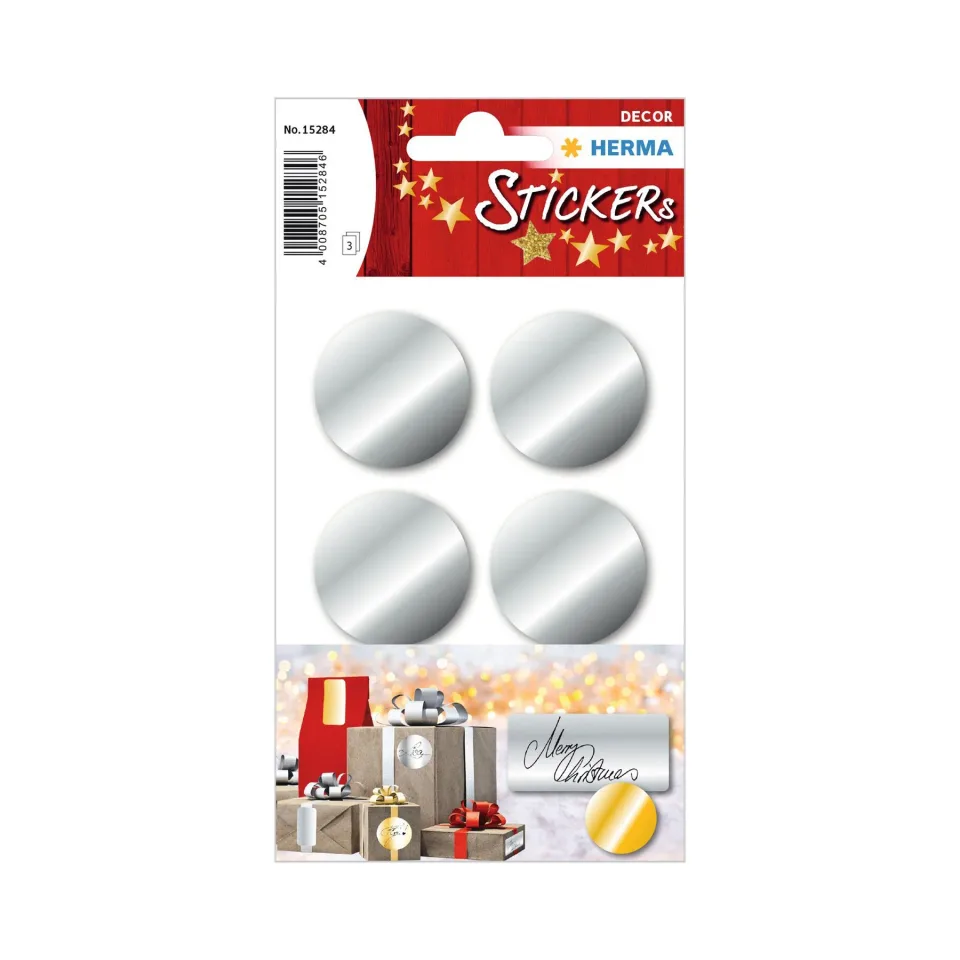 Etichete adezive Herma, diametru 32 mm, argintiu, 18 bucăți