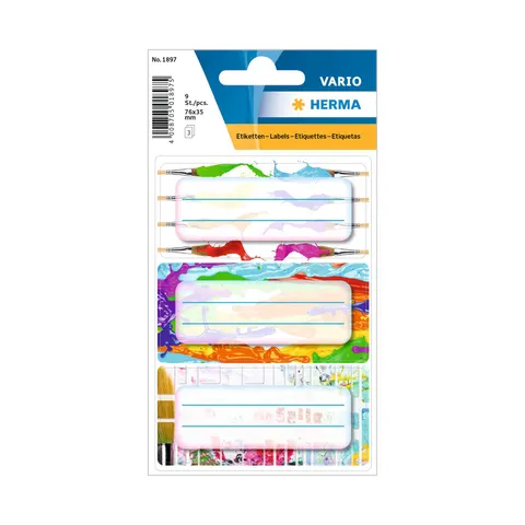 Etichete autoadezive Herma Colors, școală, 9 bucăți