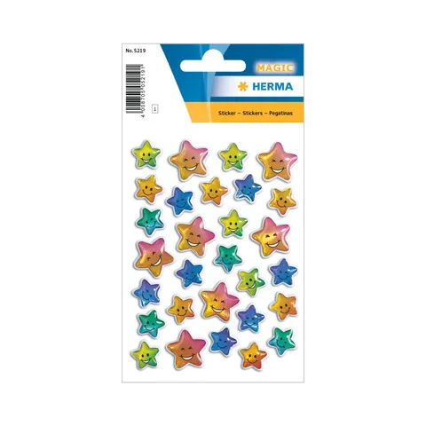 Etichete autoadezive Herma Stars, embossate, colorate, 1 foaie