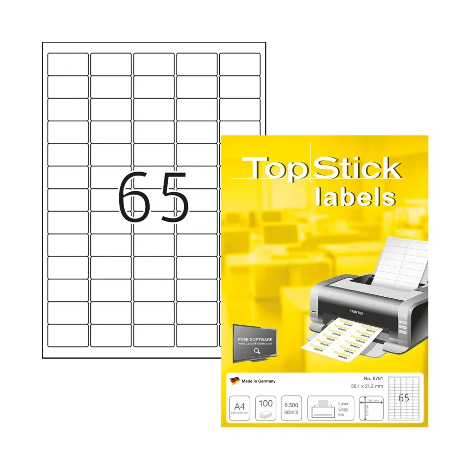 Etichete autoadezive Top Stick, A4, 38.1 x 21.2 mm, 65 buc, 100 coli