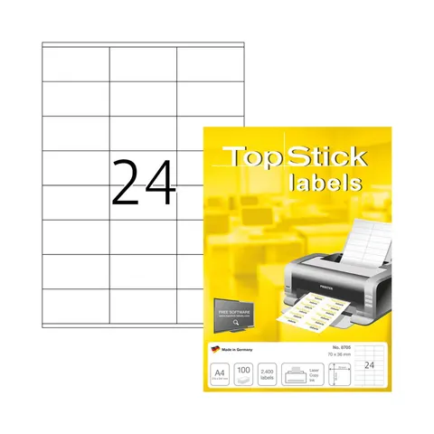 Top Stick Etichete autoadezive, A4, 70 x 36 mm, 24 pe filă, 100 file