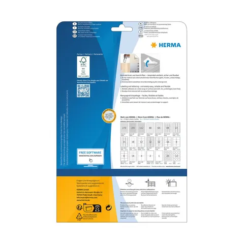Etichete autocolante Herma, A4, detașabile, 35.6 x 16.9 mm, 80 pe coală, 25 coli