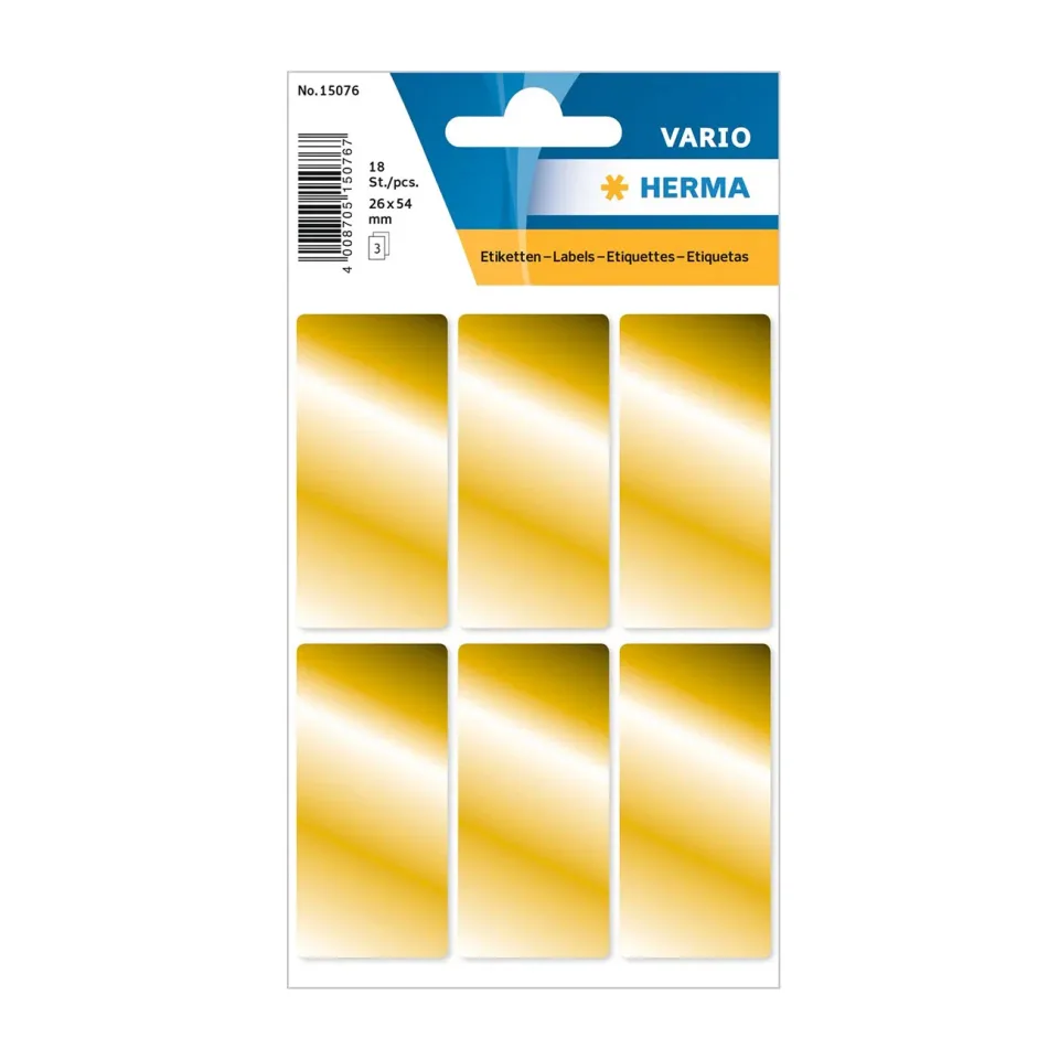 Etichete adezive Herma, 26 x 54 mm, aurii, 18 pe pachet