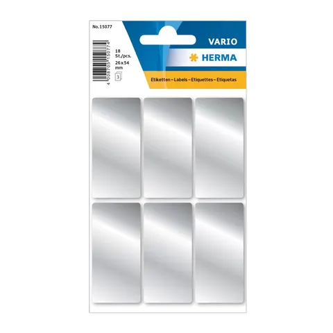 Etichete autocolante Herma, 26 x 54 mm, argintii, 18 bucăți/pachet