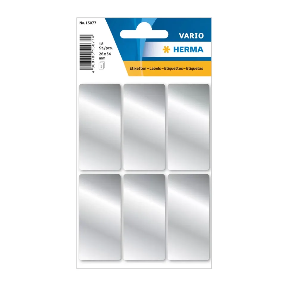 Etichete autocolante Herma, 26 x 54 mm, argintii, 18 bucăți/pachet