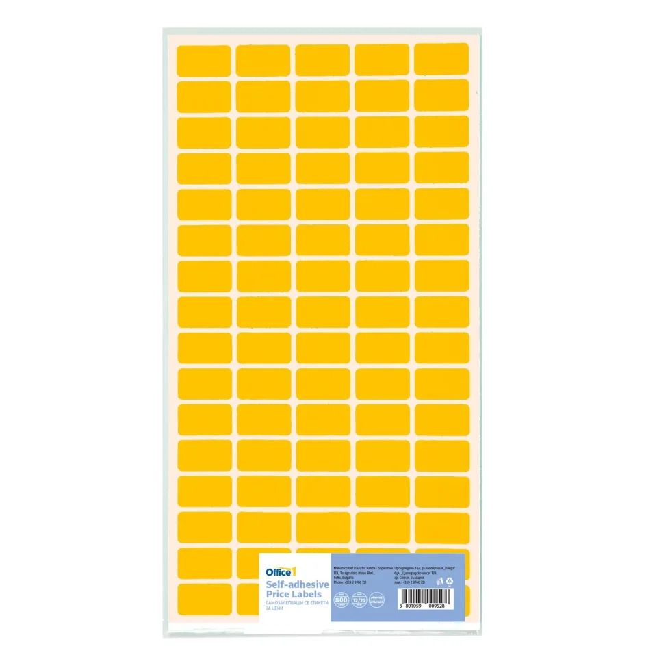 Office 1 Etichete autocolante pentru preț, 12 x 22 mm, portocalii, 800 buc.