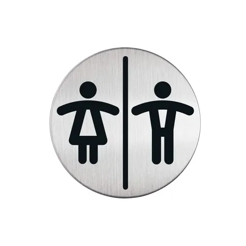 Durable Pictogram – Toaletă femei/bărbați, aluminiu, diametru 83 mm