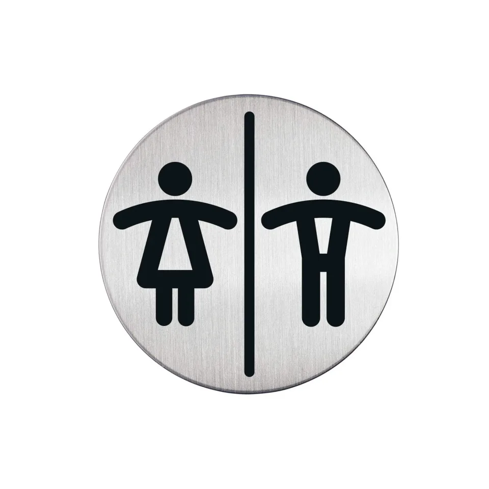 Durable Pictogram – Toaletă femei/bărbați, aluminiu, diametru 83 mm