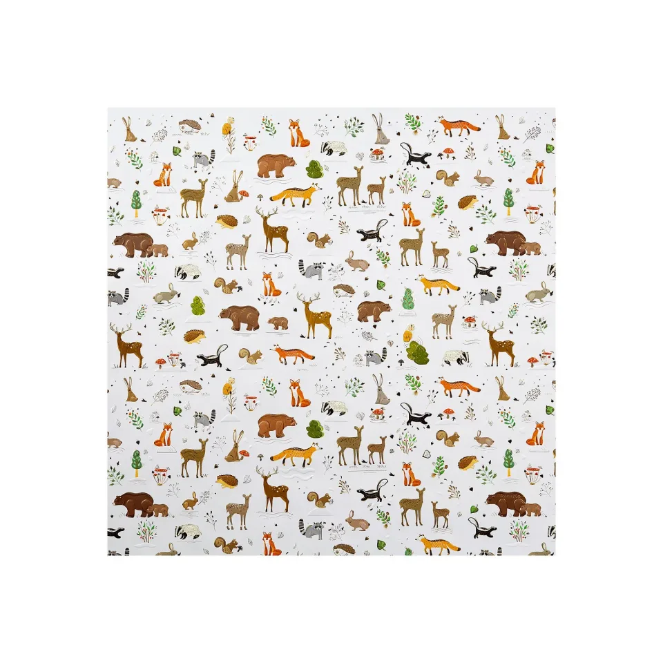 Goldbuch Hârtie de Ambalat – Animale din Pădure, 50 x 70 cm, alb