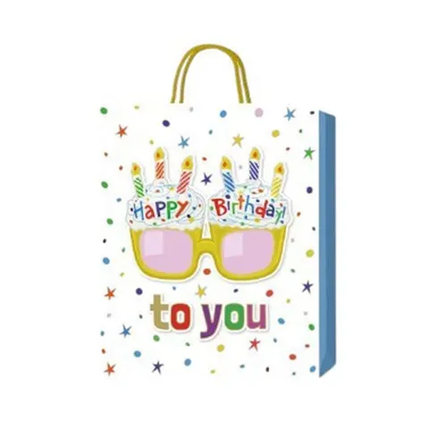 Punga cadou Happy Birthday, cupcakes, 3D, 26 x 32 x 10 cm