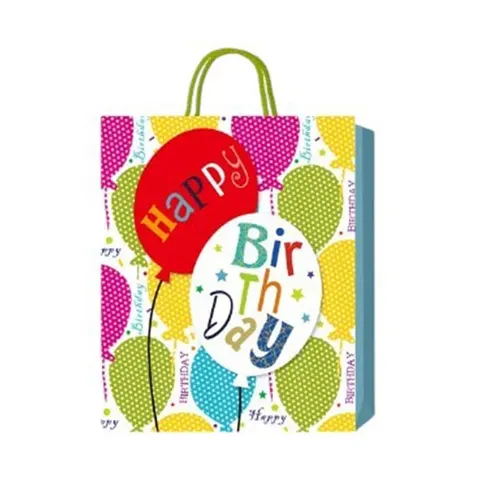 Pungă cadou Happy Birthday, baloane, 3D, 26 x 32 x 10 cm