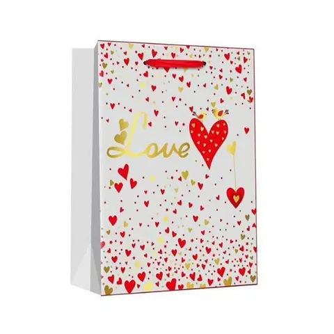 Geantă cadou Love, 26 x 32 x 12 cm, alb