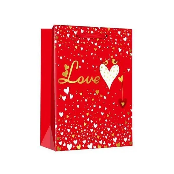 Pungă cadou Love, 26 x 32 x 12 cm, roșu