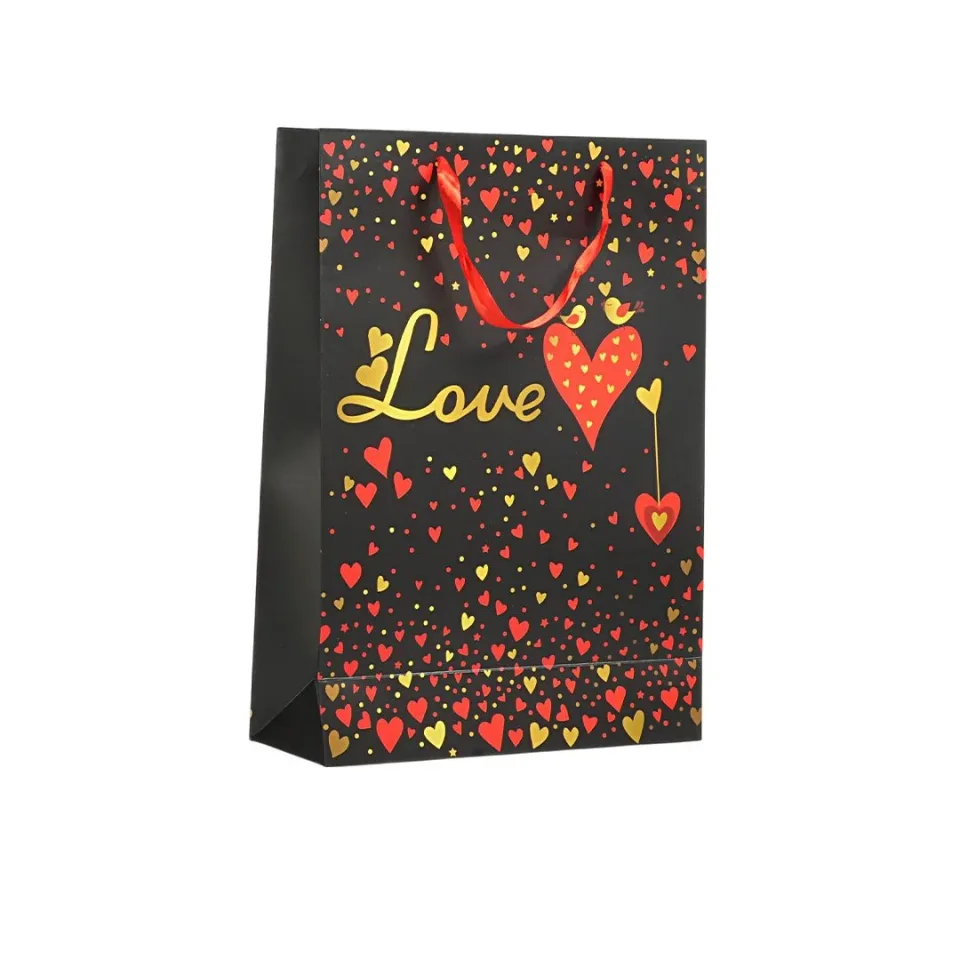 Săculeț cadou Love 31 x 44 x 12 cm, negru