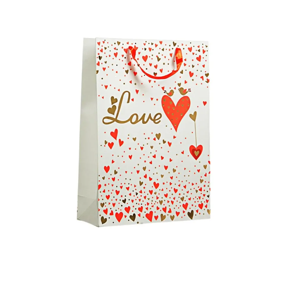Pungă cadou Love 31 x 44 x 12 cm, albă