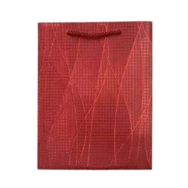 Pungă cadou, valuri, 26 x 32 x 10 cm, roșu