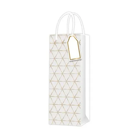 Geantă pentru vin, design 1, 12 x 35 x 9 cm, albă